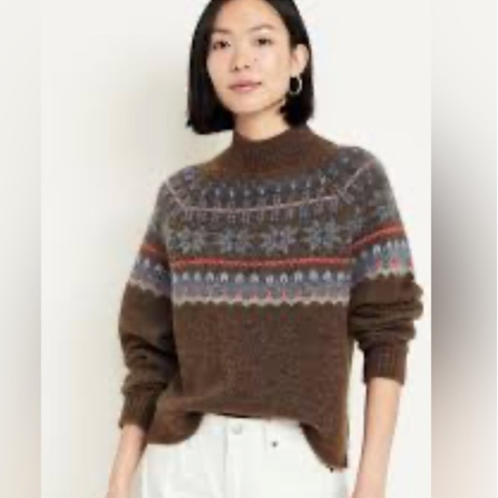 Old Navy Womens Size Small Fair Isle Mock Neck Pullover Sweater